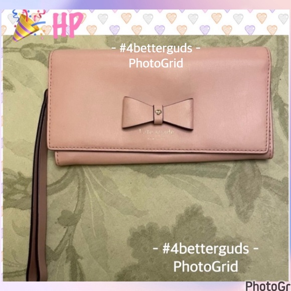 kate spade Handbags - Kate Spade Clutch Bow Tie & Gold Accents Wallet Billfold Pocket Holds Cell Phone